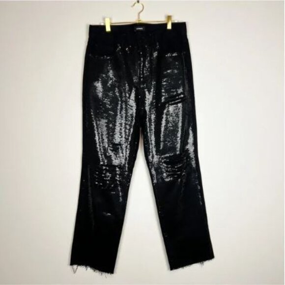 Express Straight Ankle Front High Waisted Ripped Jeans - Picture 4 of 13